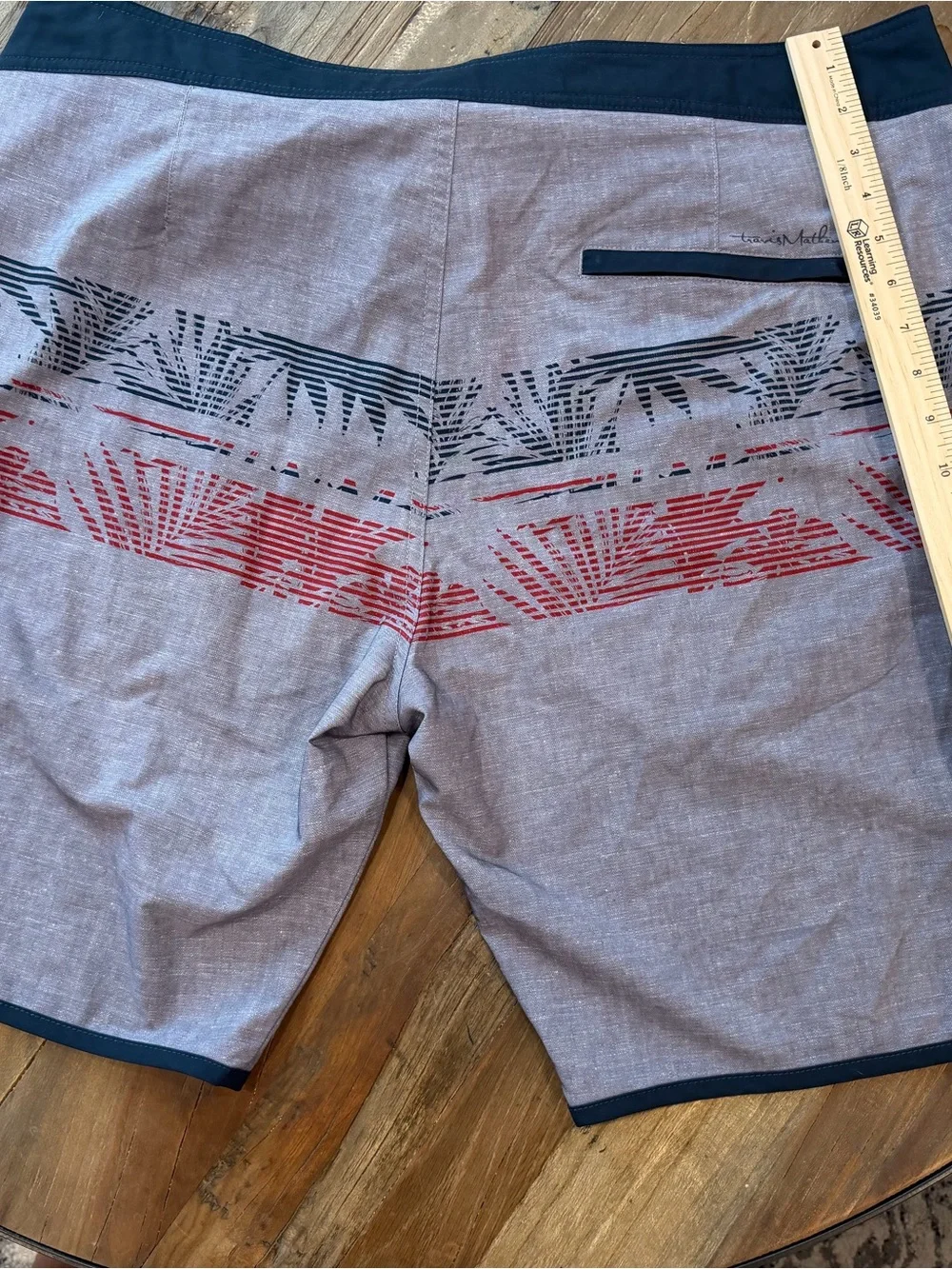 Travis Mathew Gray Swim Shorts with Red & Black Trim -excellent condition